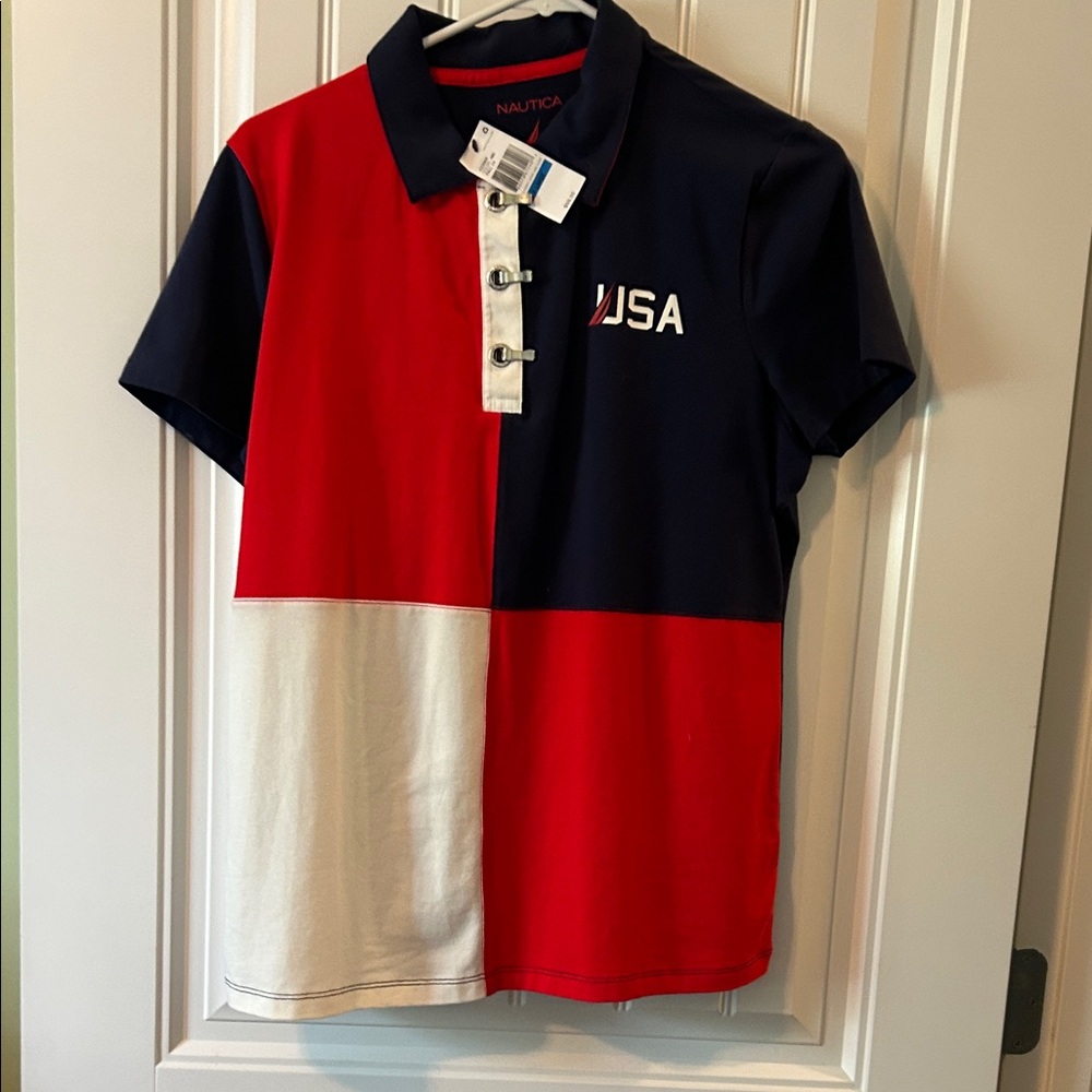 Nautica Women's Patriotic Color Block Button Down Shirt